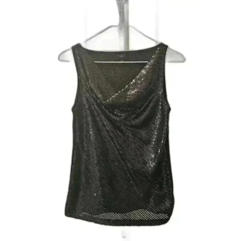 Talbots Petite Black Sequin Tank Top